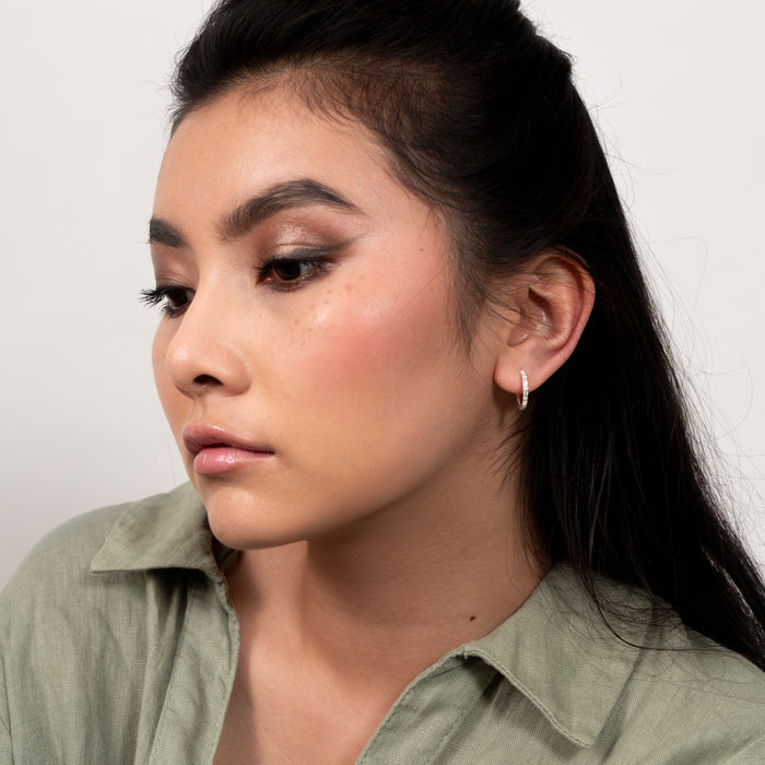 Dower & Hall White Sapphire Lumiere Huggie Hoops