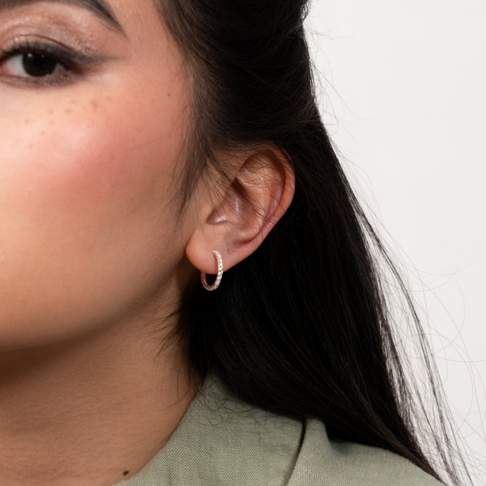 Dower & Hall White Sapphire Lumiere Huggie Hoops