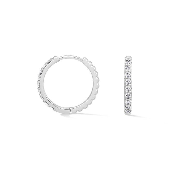dower & hall White Sapphire Lumiere Huggie Hoops