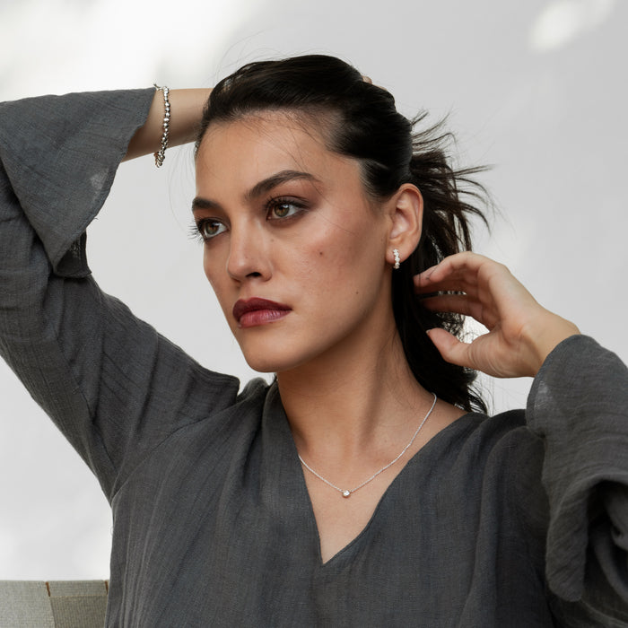 Dower & Hall White Sapphire Round Dewdrop Pendant