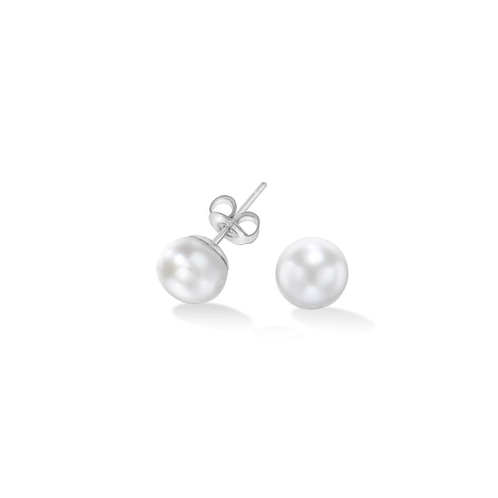 dower & hall White Timeless Freshwater Pearl Studs