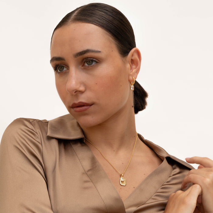 Dower & Hall White Topaz Humbug Huggie Charm Hoops