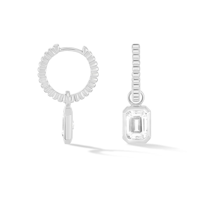 Dower & Hall White Topaz Humbug Huggie Charm Hoops