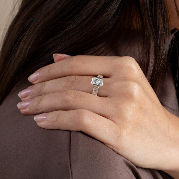 Dower & Hall White Topaz Octagon Twist Twinkle Ring