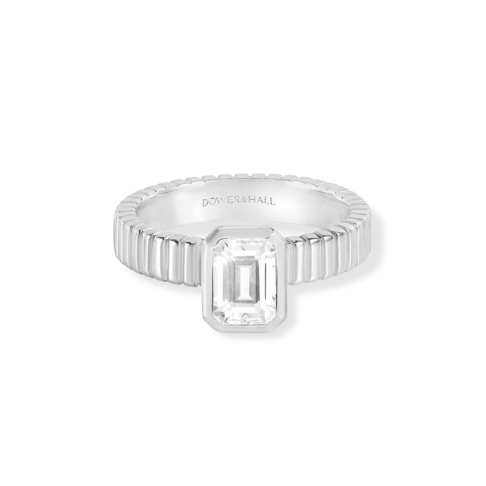 Dower & Hall White Topaz Octagon Twist Twinkle Ring