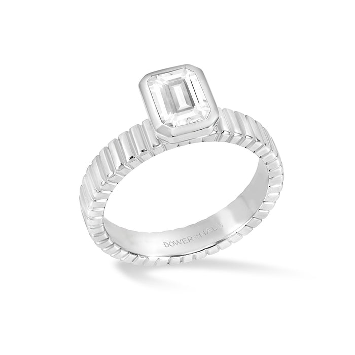 dower & hall White Topaz Octagon Twist Twinkle Ring