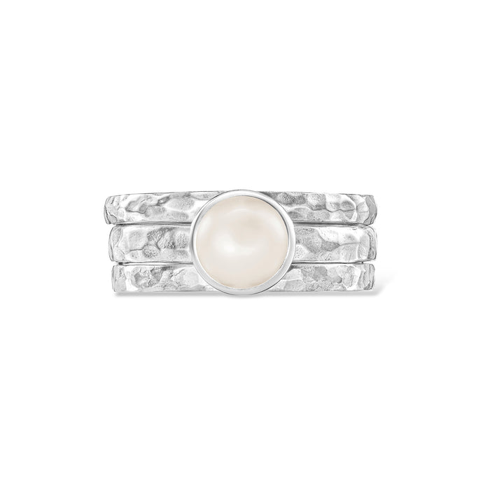 dower & hall Wondrous Pearl Twinkle Stacking Rings