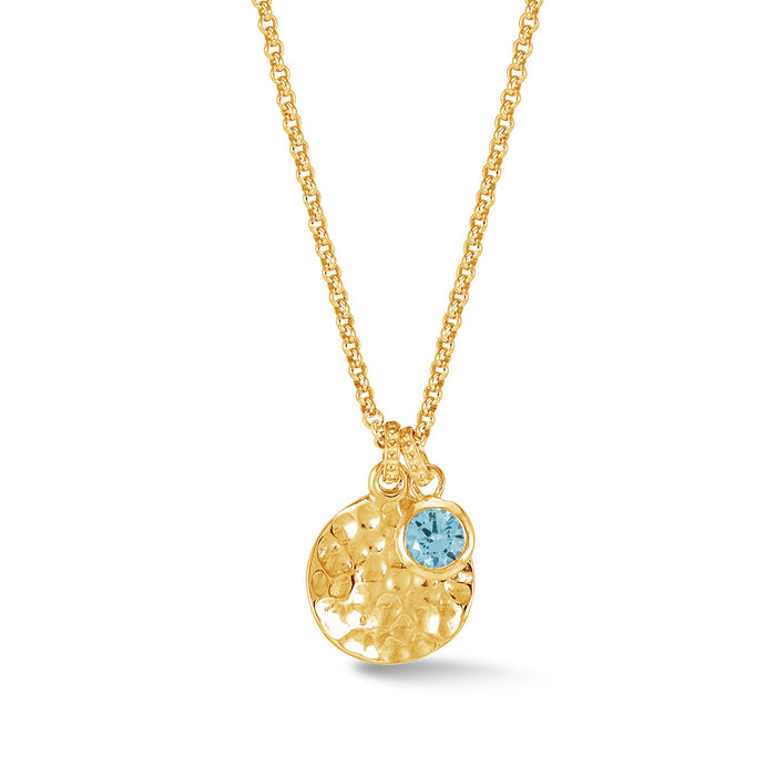 Dower & Hall Hammered Disc & 5mm Blue Topaz Array Pendant