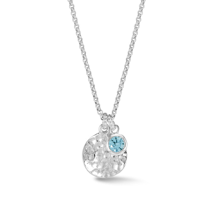 dower & hall Hammered Disc & 5mm Blue Topaz Array Pendant