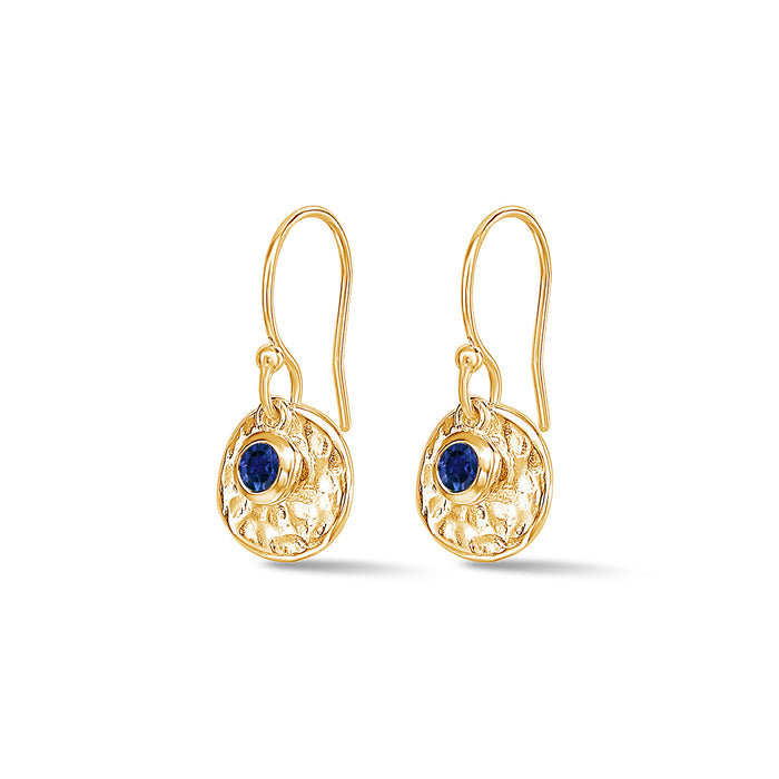 Dower & Hall Hammered Disc & Blue Sapphire Array Earrings