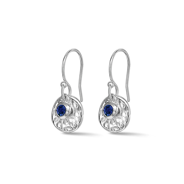 dower & hall Hammered Disc & Blue Sapphire Array Earrings