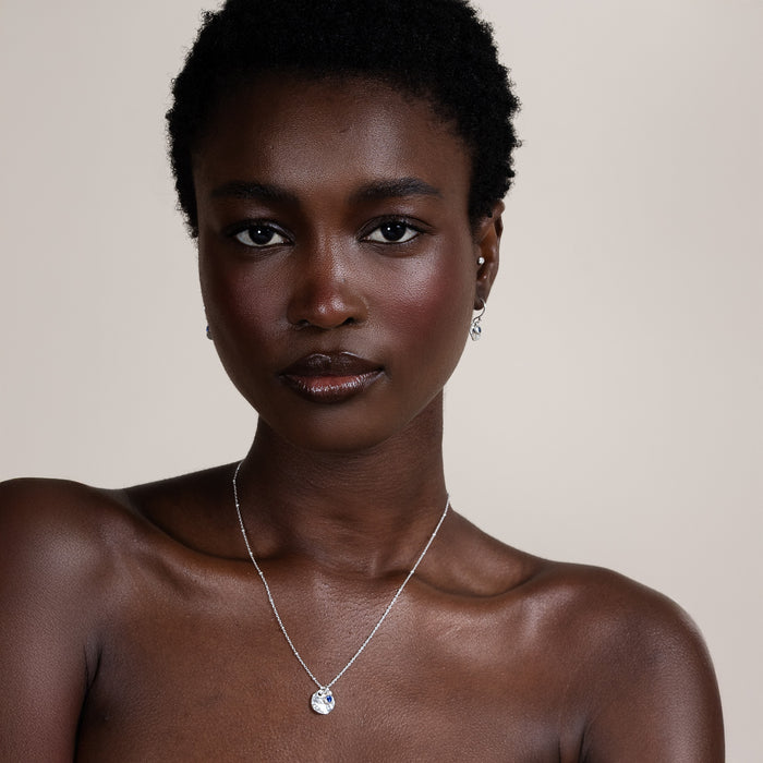 Dower & Hall Hammered Disc & Blue Sapphire Array Necklace