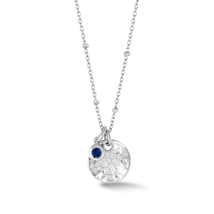 dower & hall Hammered Disc & Blue Sapphire Array Necklace
