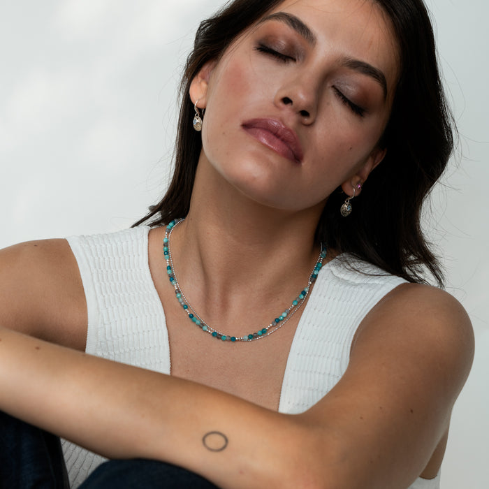 Dower & Hall Hammered Disc & Blue Topaz Array Drop Earrings