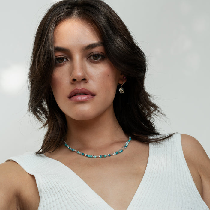 Dower & Hall Hammered Disc & Blue Topaz Array Drop Earrings