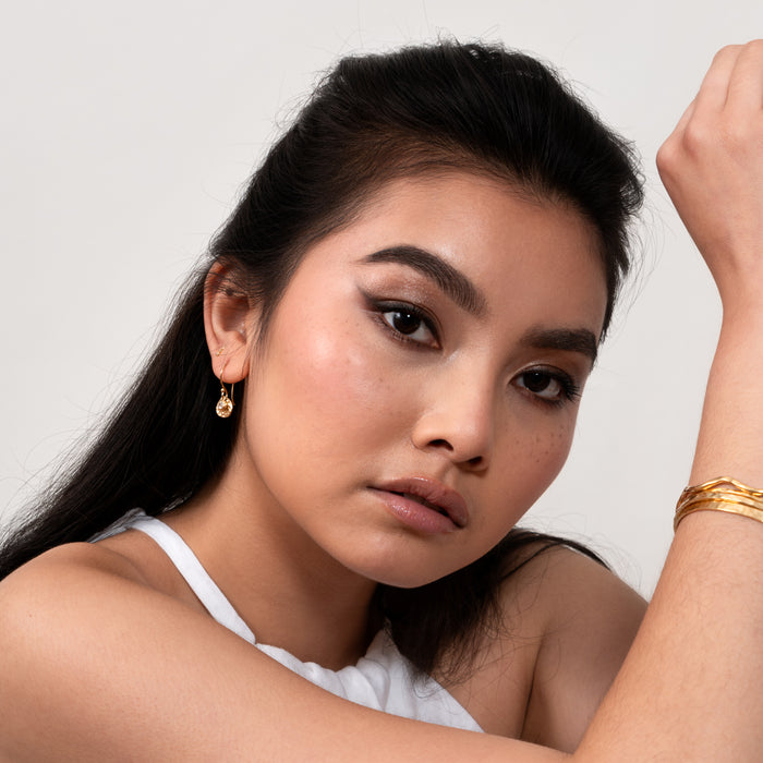 Dower & Hall Hammered Disc & White Sapphire Array Earrings