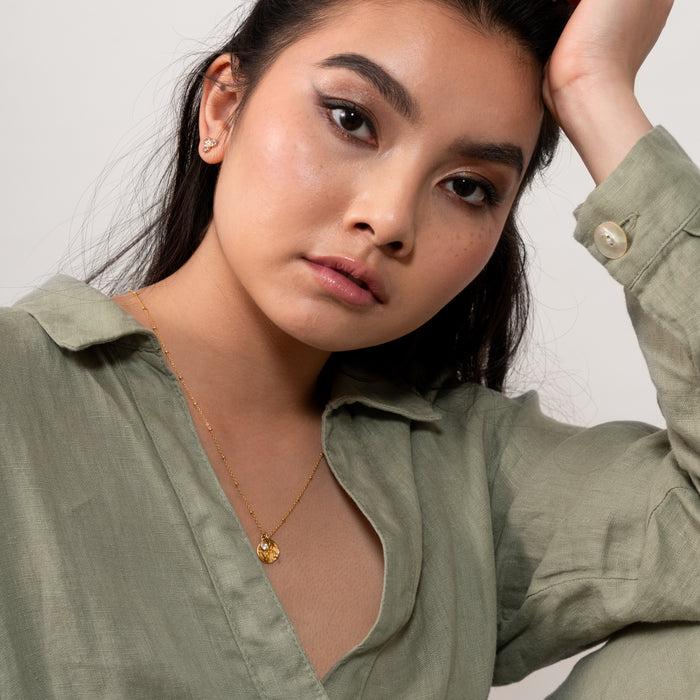 Dower & Hall Hammered Disc & White Sapphire Array Necklace