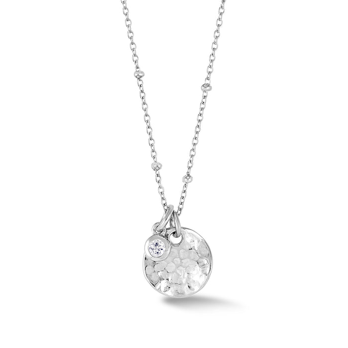 Dower & Hall Hammered Disc & White Sapphire Array Necklace