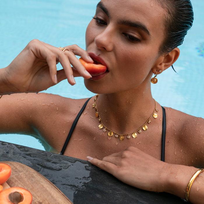 Dower & Hall Hammered Disc & White Topaz Array Necklace