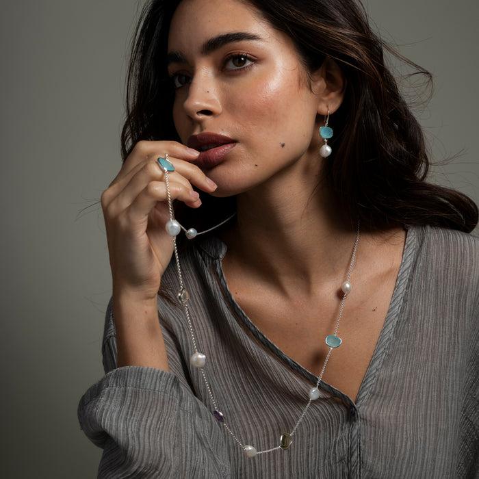 Dower & Hall Long Candy Gemstone & Baroque Pearl Necklace