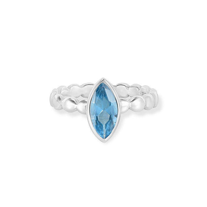 Dower & Hall Marquise Blue Topaz Dewdrop Twinkle Ring