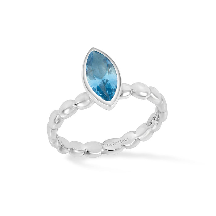 dower & hall Marquise Blue Topaz Dewdrop Twinkle Ring