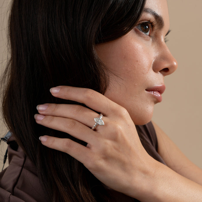 Dower & Hall Marquise White Topaz Dewdrop Twinkle Ring