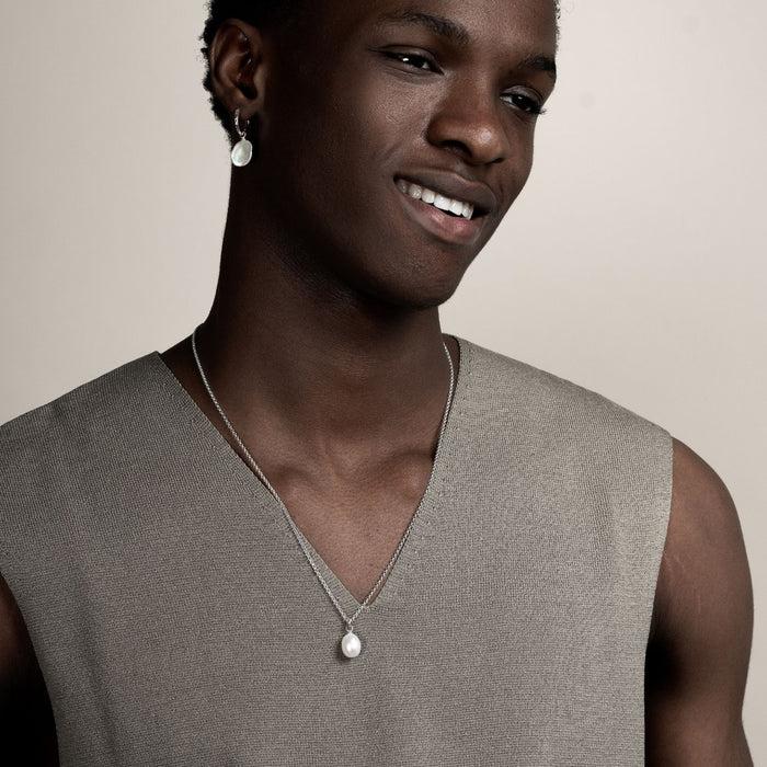 Dower & Hall Men's 10mm Oval White Freshwater Pearl Pendant