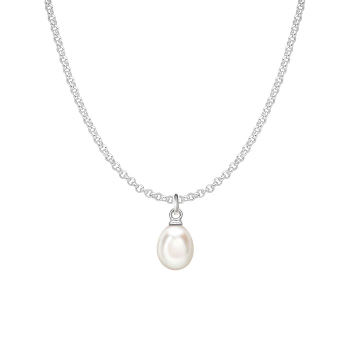 dower & hall Men's 10mm Oval White Freshwater Pearl Pendant