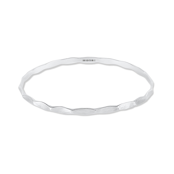 dower & hall Men's 3mm Hammered & Scalloped Nomad Bangle