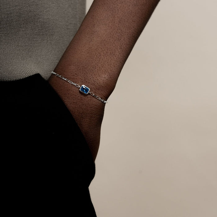 Dower & Hall Men's Blue Topaz Octagon Humbug Paperclip Bracelet