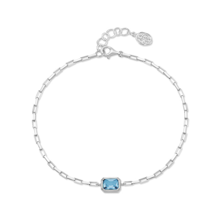 dower & hall Men's Blue Topaz Octagon Humbug Paperclip Bracelet