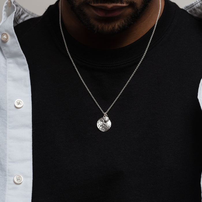 Dower & Hall Men's Disc & 5mm White Topaz Array Pendant