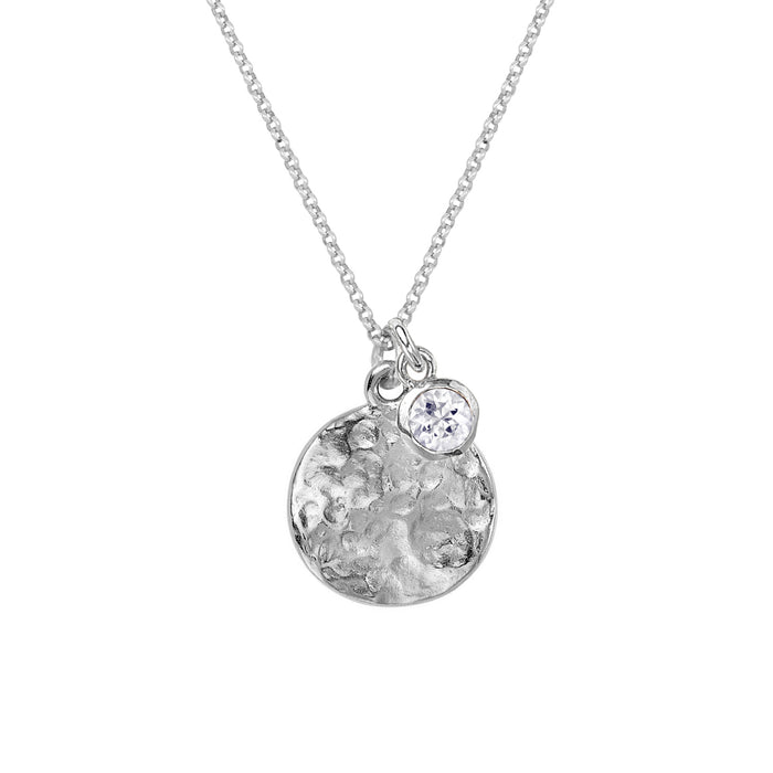 dower & hall Men's Disc & 5mm White Topaz Array Pendant