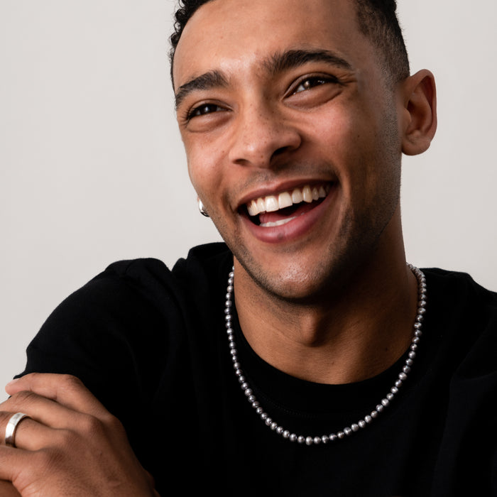 Dower & Hall Men's Dove Grey Freshwater Pearl Necklace