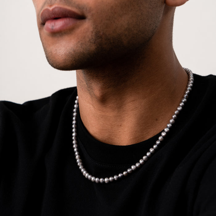 Dower & Hall Men's Dove Grey Freshwater Pearl Necklace