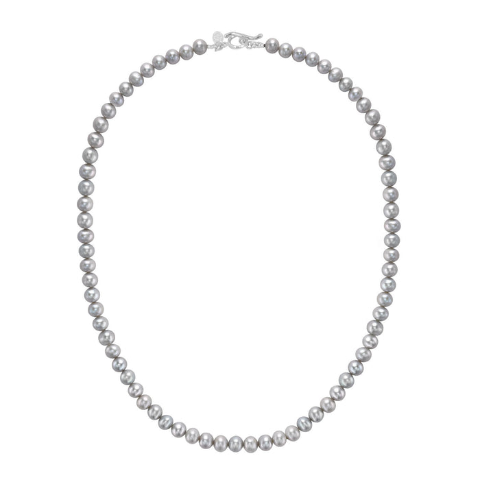 dower & hall Men's Dove Grey Freshwater Pearl Necklace
