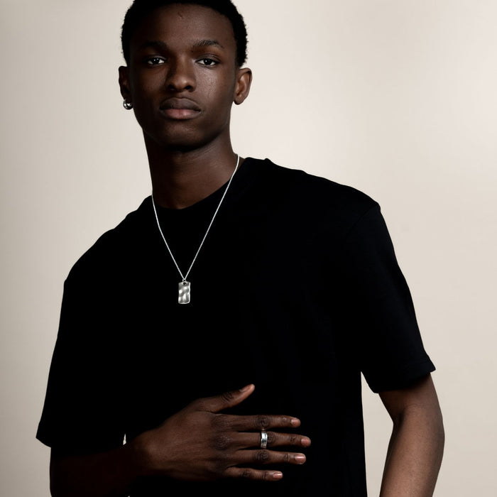 Dower & Hall Men's Engravable Waterfall ID Tag Pendant