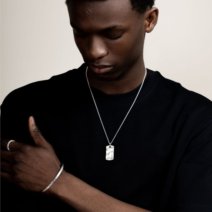 Dower & Hall Men's Engravable Waterfall ID Tag Pendant