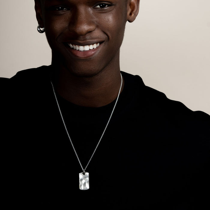 Dower & Hall Men's Engravable Waterfall ID Tag Pendant