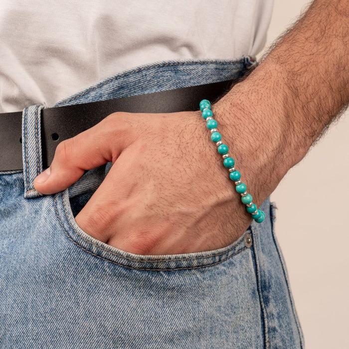 Dower & Hall Men's Green Turquoise & Halo Bead Bracelet