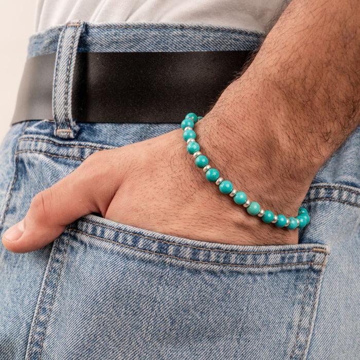 Dower & Hall Men's Green Turquoise & Halo Bead Bracelet