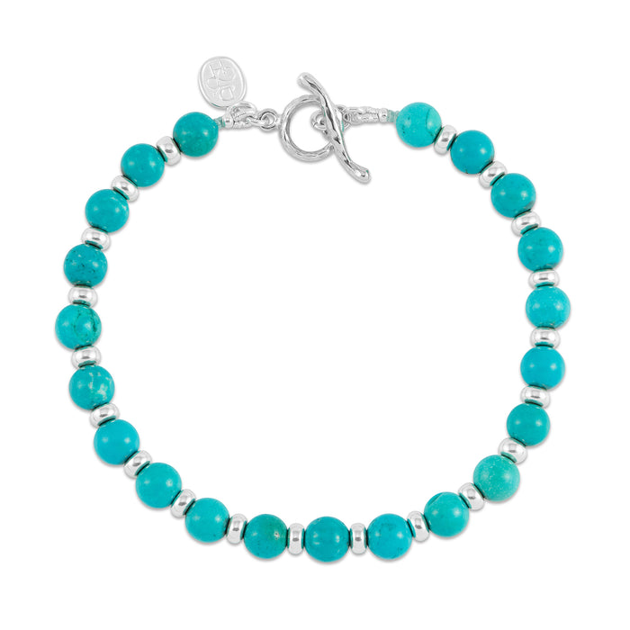 dower & hall Men's Green Turquoise & Halo Bead Bracelet