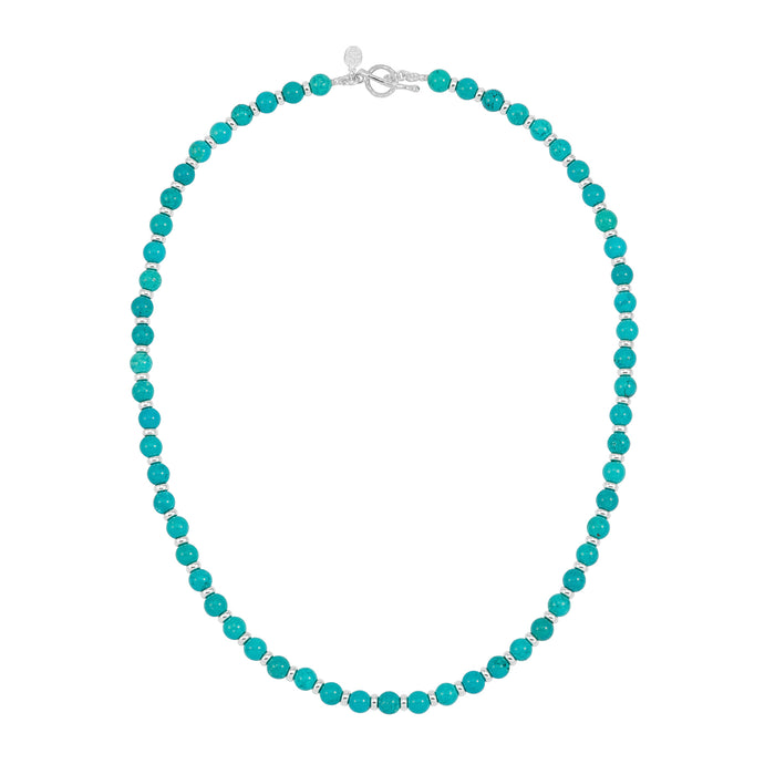 dower & hall Men's Green Turquoise & Halo Bead Necklace