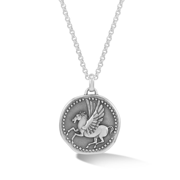 dower & hall Men's 'Overcome and Thrive' Pegasus Talisman Necklace