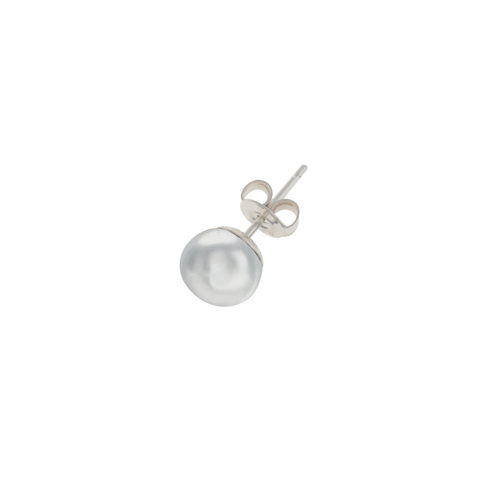 dower & hall Men's Single 8mm Dove Grey Freshwater Pearl Stud