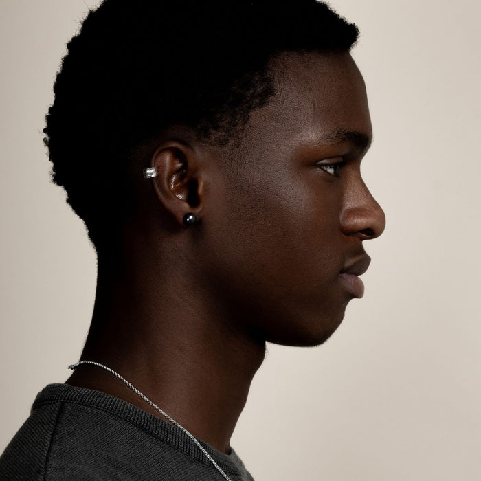 Dower & Hall Men's Single 8mm Peacock Freshwater Pearl Stud