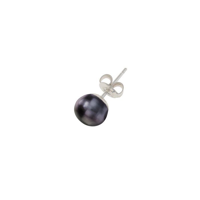 dower & hall Men's Single 8mm Peacock Freshwater Pearl Stud