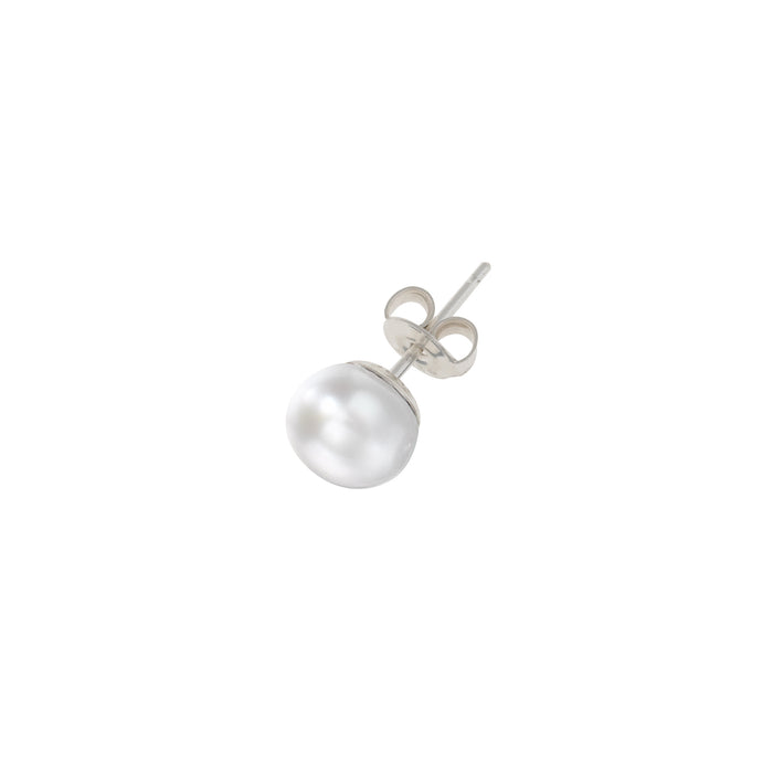 dower & hall Men's Single 8mm White Freshwater Pearl Stud