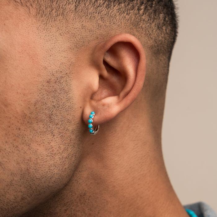 Dower & Hall Men's Single Azure Turquoise Huggie Hoop